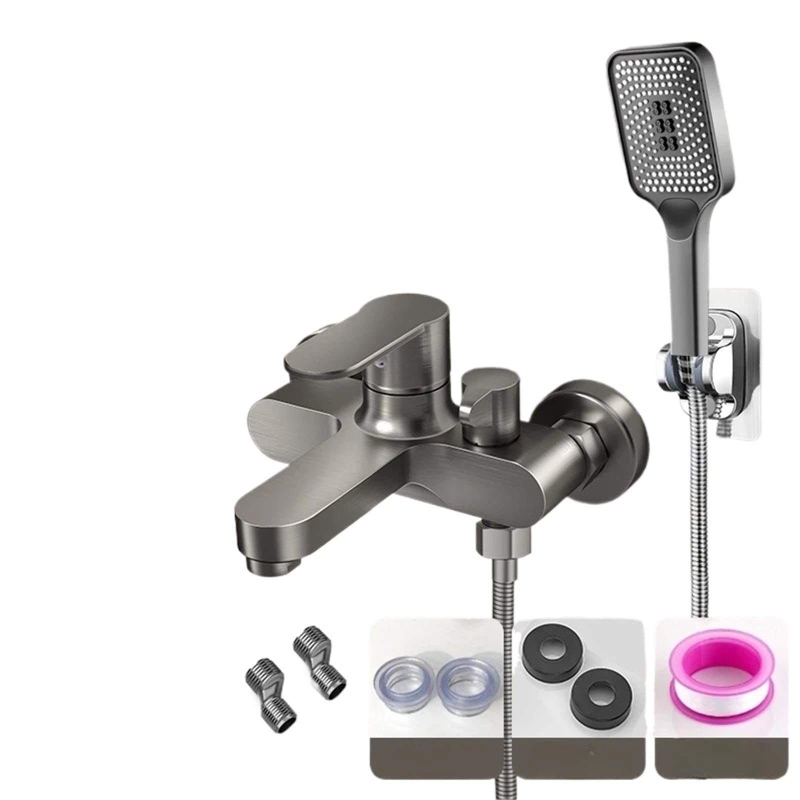 Thermostatic Shower Mixer Bathroom Shower Faucet Mixing Valve Set Bathtub Switch Triple Hot and Cold(Gray Set)