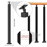 Vista 48 de 42/40/38/36/34in Square Stair Baluster Posts- 270° Adjustable Metal Railing Spindles with Flat Bracket Base and Screws Kits; Iron Posts are Suitable