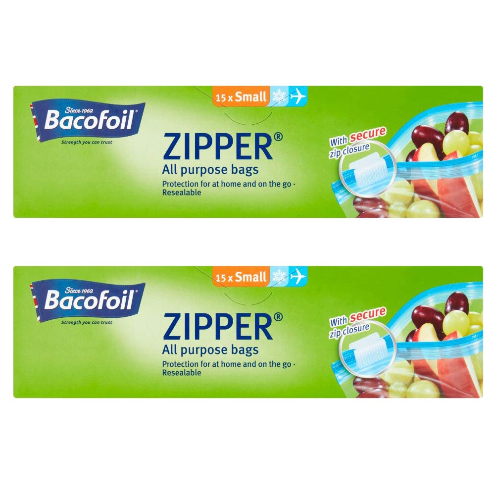 Zipper All Purpose Resealable Bags 20x15cm Fridge Freezer Sandwich Food Fruit Vegetable Storage 15pack x 2 with Welari Thank You Card | (2pack)