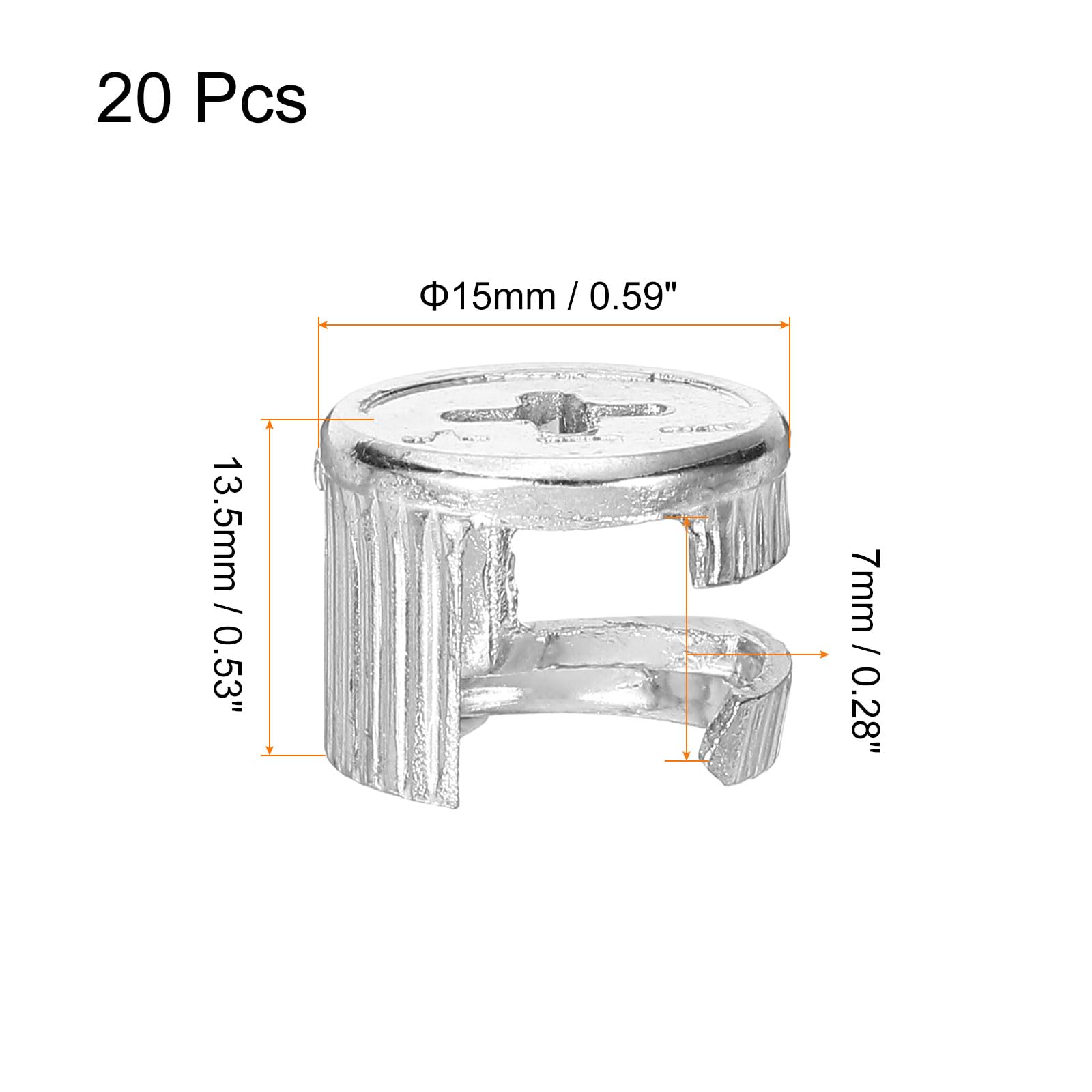QUARKZMAN Dadi di bloccaggio a camme per mobili, 20 pezzi, 15 x 13,5 mm, raccordo a camme
