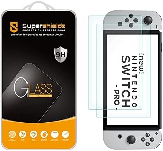 Supershieldz 닌텐도 스위치 OLED(2021)용 디자인, 강화 유리 액정보호필름, 긁힘 방지, 기포 방지
