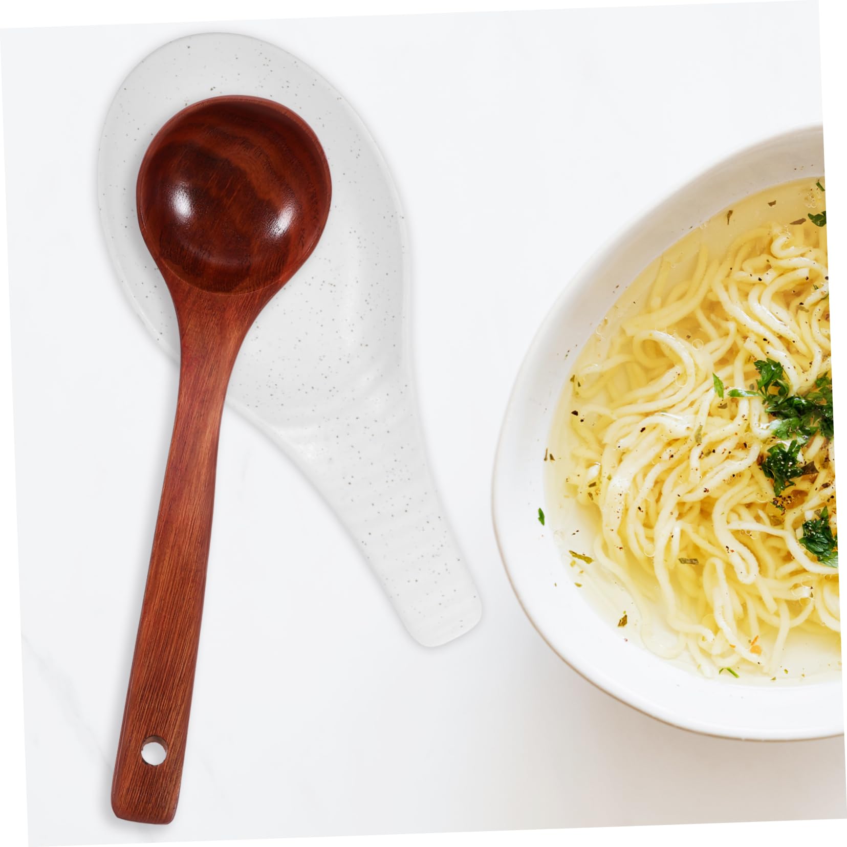 Poggia Cucchiaio in Ceramica Bianco 2 Pezzi Stile Retrò