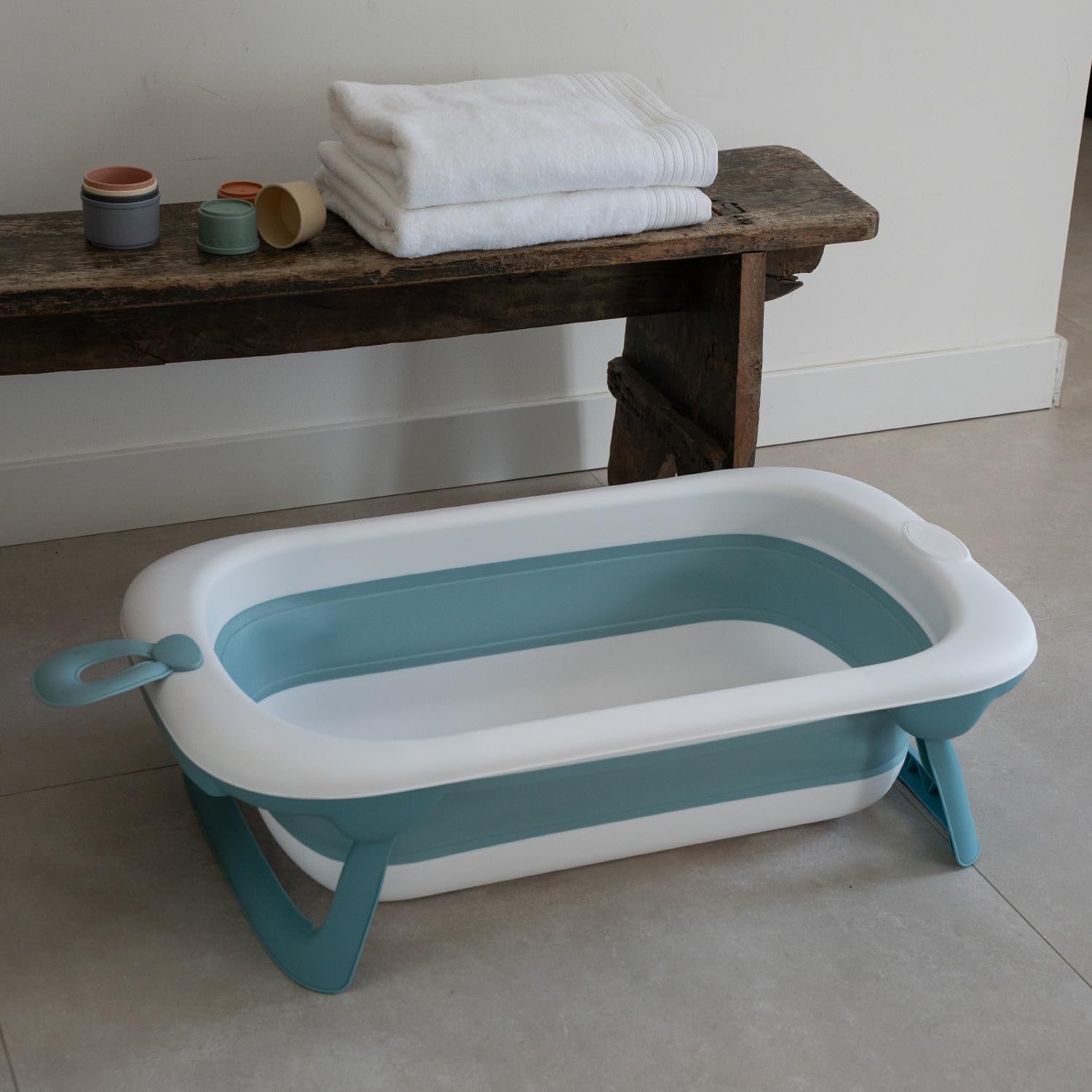 THERMOBABY - Baignoire pliable Bébé BALNEA : Ultra compacte - Design et tendance - Rangement Pratique - Encombrement minimal - Facile d'utilisation