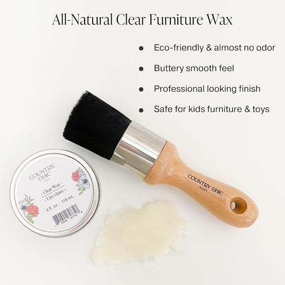 Chalk Style Paint + Furniture Wax Bundle - for Furniture, Home Decor, Crafts (Color: Soiree [4 oz] - Beige Taupe)