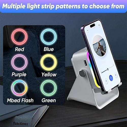 Miniatura 7 de Altavoz Bluetooth de inducción inalámbrico 5 en 1 con soporte ajustable para teléfono, compatible con 360, soporte de audio versátil y altavoces de