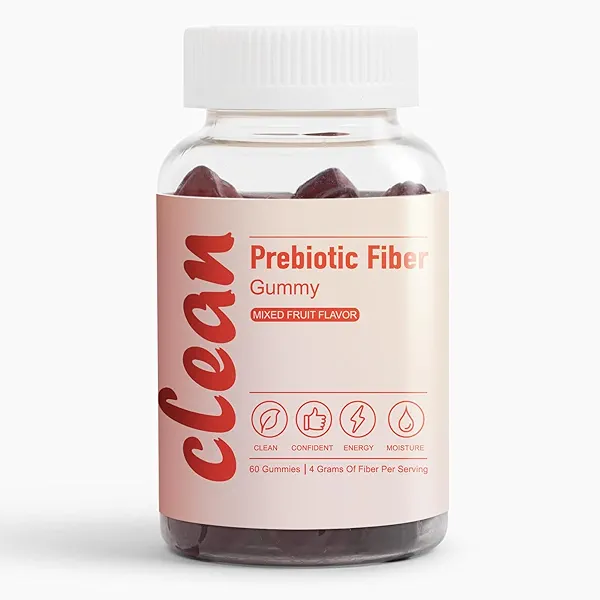EXISHRED Peachy Clean Prebiotic Fiber Gummy, Clean Fiber Gummies for Men, Men Prebiotic Supplement for Digestive Gut Health, Non-GMO, 60 Gummies / 4g Fibers Per Serving