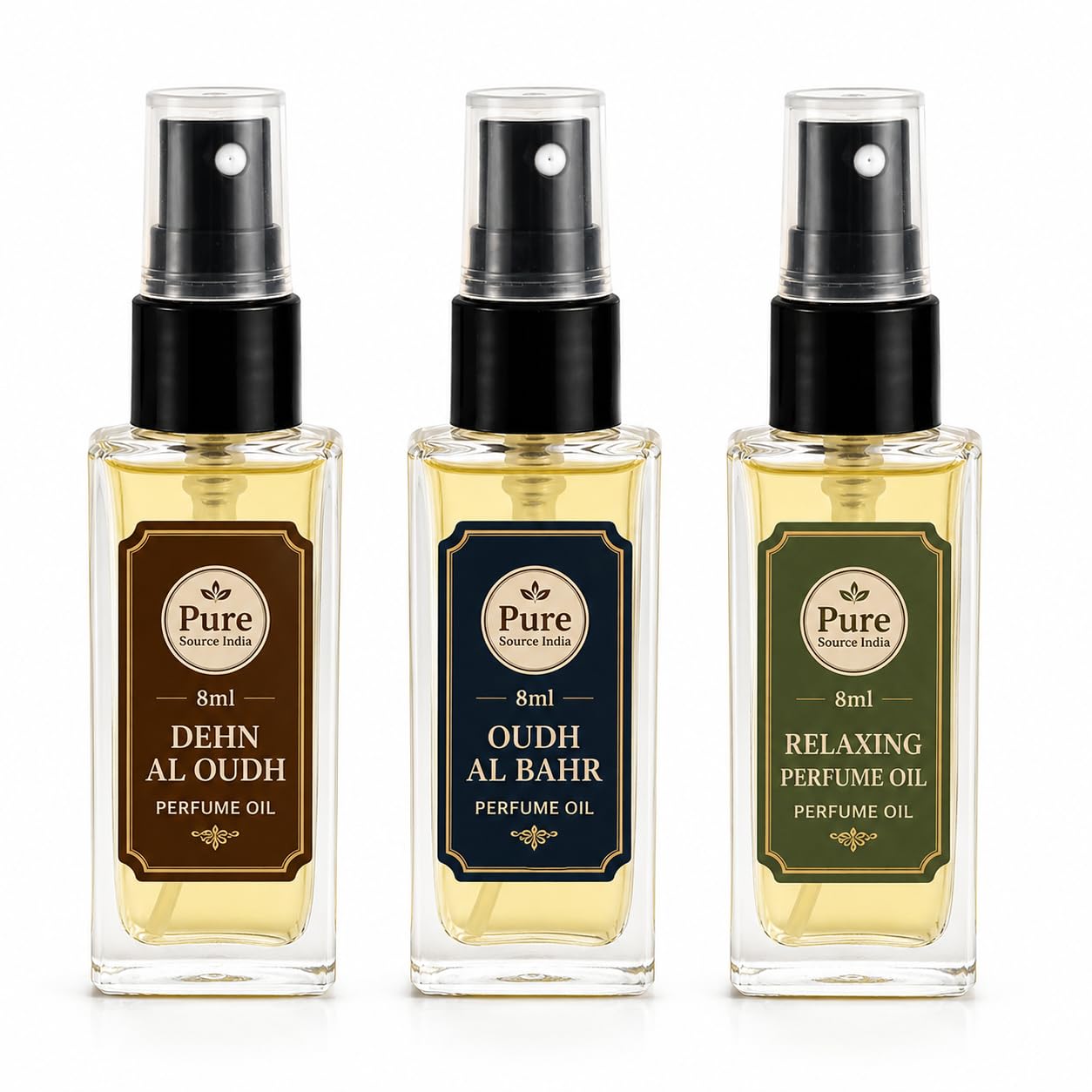 Pure Source India Premium Perfume Oil Spray Set – Dehn Al Oudh, Oudh Al Bahr & Relaxing Fragrance, 8ml Each, Set of 3-picture-45