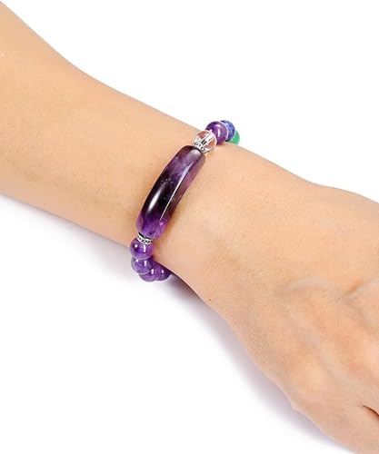 Miniatura 5 de Jovivi Pulseras de 7 chakras para mujeres y hombres, piedras preciosas naturales de chakras de 0.315 pulgadas, cuentas redondas de amatista, pulsera