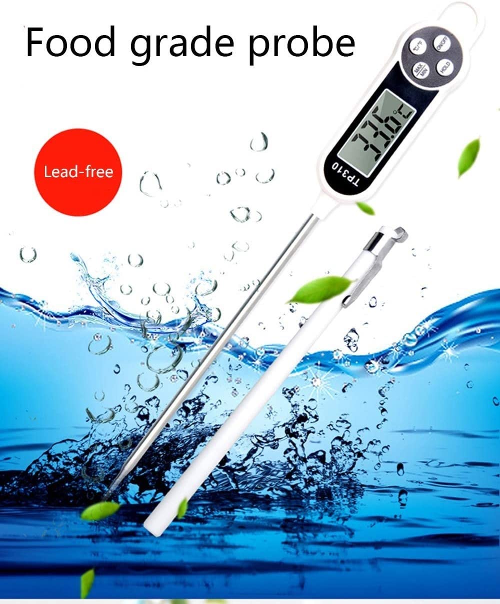 Termómetro Digital de Lectura instantánea a Prueba de Agua para cocinar, Barbacoa, Asar a la Parrilla, Hornear y Carne, Viene con Clip de Bolsillo y Pantalla LCD Grande para una fácil Lectura