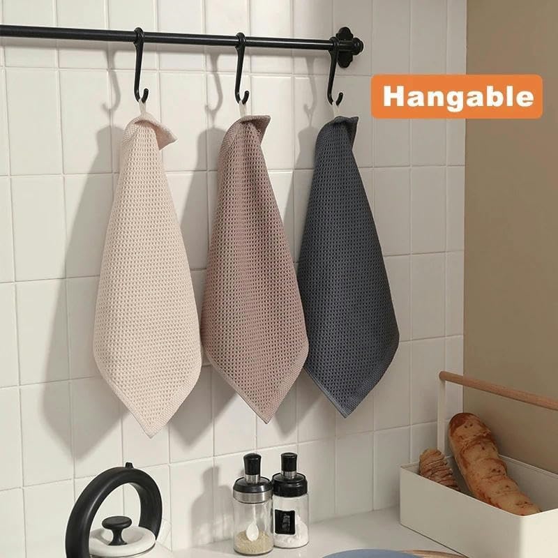 Set di 5 strofinacci da cucina in cotone assorbente, trama a nido d'ape, asciugamani traspiranti