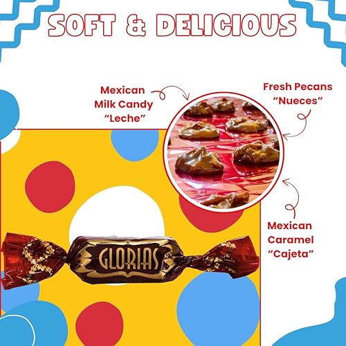 Vista 6 de ALDAMA Glorias - Caramelo de leche mexicana, 10.4 onzas, auténticos dulces de caramelo de Cajeta con nuez, leche tradicional de cabra Dulce de Leche