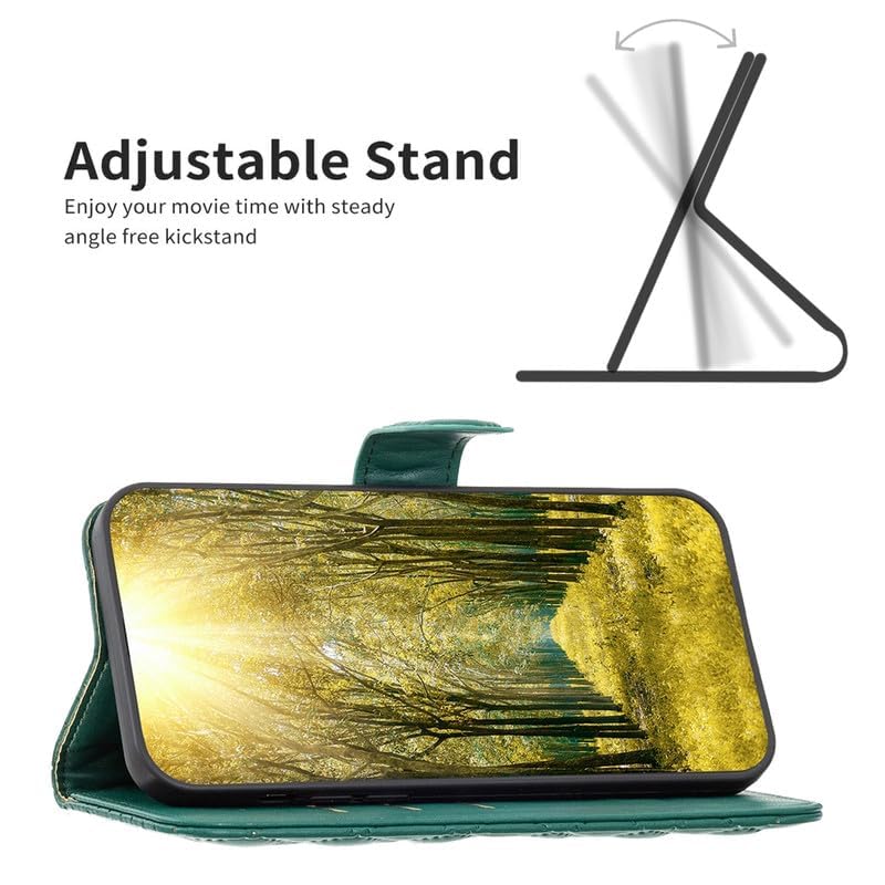Image of TROUNCE Quilt Magnetic Closure Shock Proof Flip Case Back Cover with Card Holder Wallet - Green for Samsung Galaxy S20 6.2