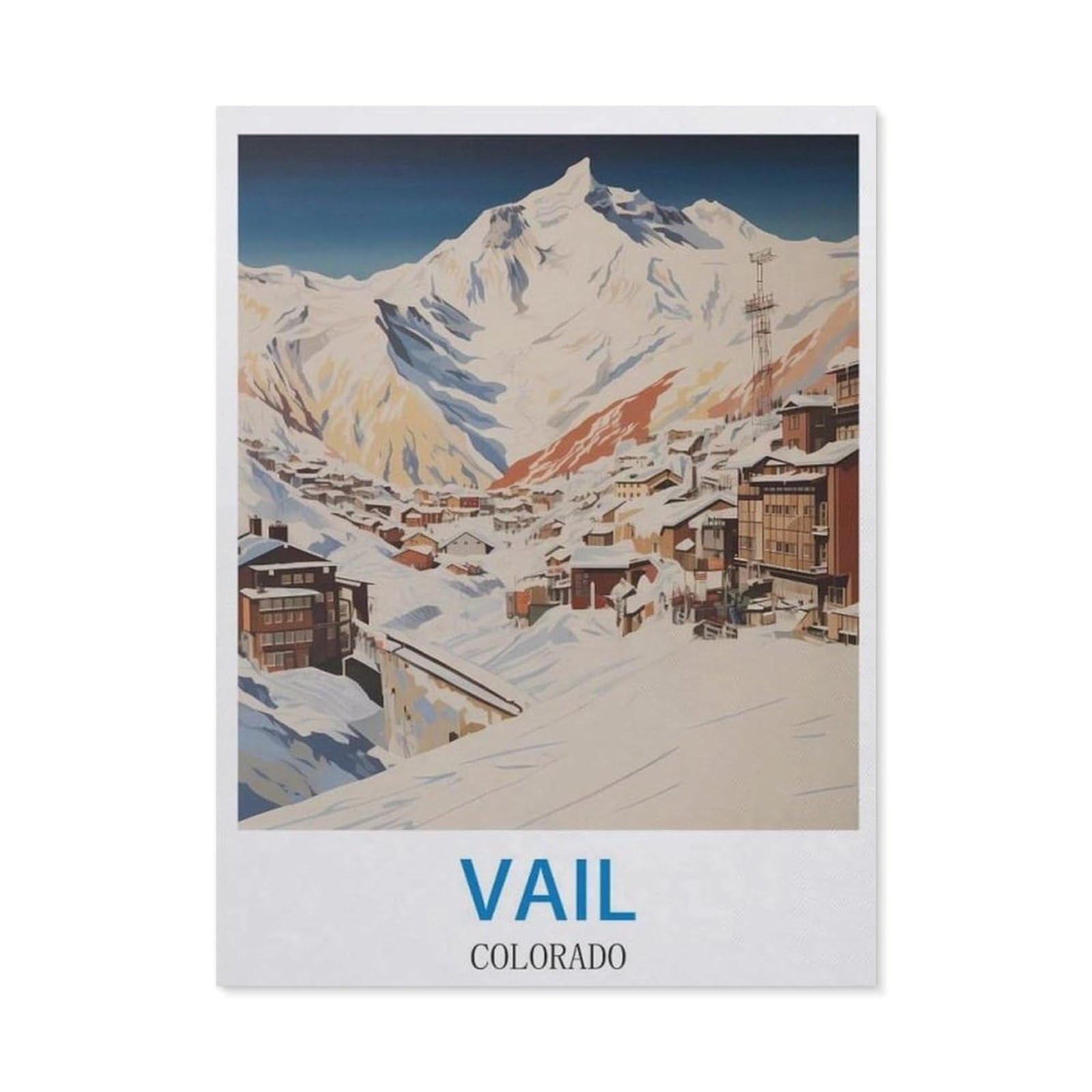 BEAYODKP DIY Diamond Painting，Vail Colorado Vintage Travel Posters Ski，Cross Stitch Full Drill 5D Embroidery Mosaic Wall Decor Art（50 x 60 cm/19.68 x 23.62 inches）-CJ69