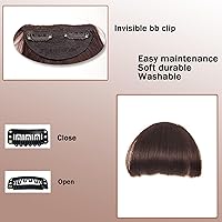 Vista 3 de BEIERMU Flequillo con clip, extensiones de cabello con flequillo francés, extensiones de cabello con clip, flequillo curvado para mujer