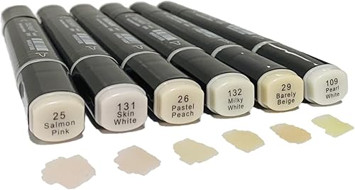 Miniatura 4 de Paquete de 6 marcadores de alcohol negros, doble punta suave y punta fina y marcadores artísticos con brocha para artistas, adultos, niños, bocetos