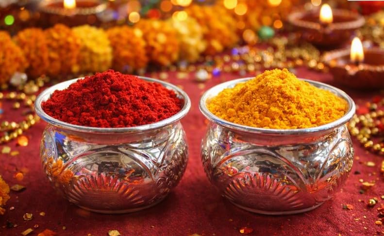 Buy Silver-Plated Ornate Bowl Set with Kumkum and Haldi Powder | Puja  Ceremony Use, Polished Finish, Intricate Detailing, Festive Décor, Set of 2  Bowls Online at Low Prices in India - Amazon.in