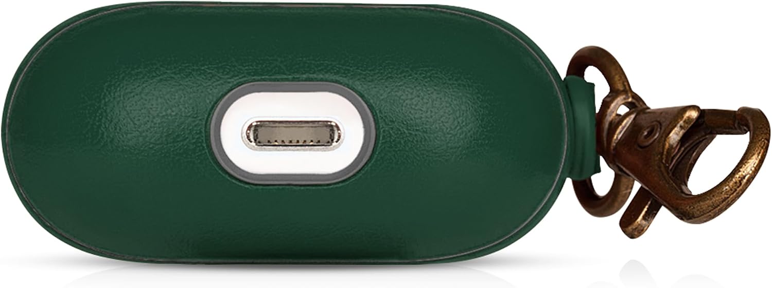 Dreem Om Case Cover with Keychain Clip Compatible with AirPods 3 for Apple AirPods 3rd Generation, Vegan Leather AirPod Case for Men & Women, Luxury Earbuds Accessory for iPhone - Green