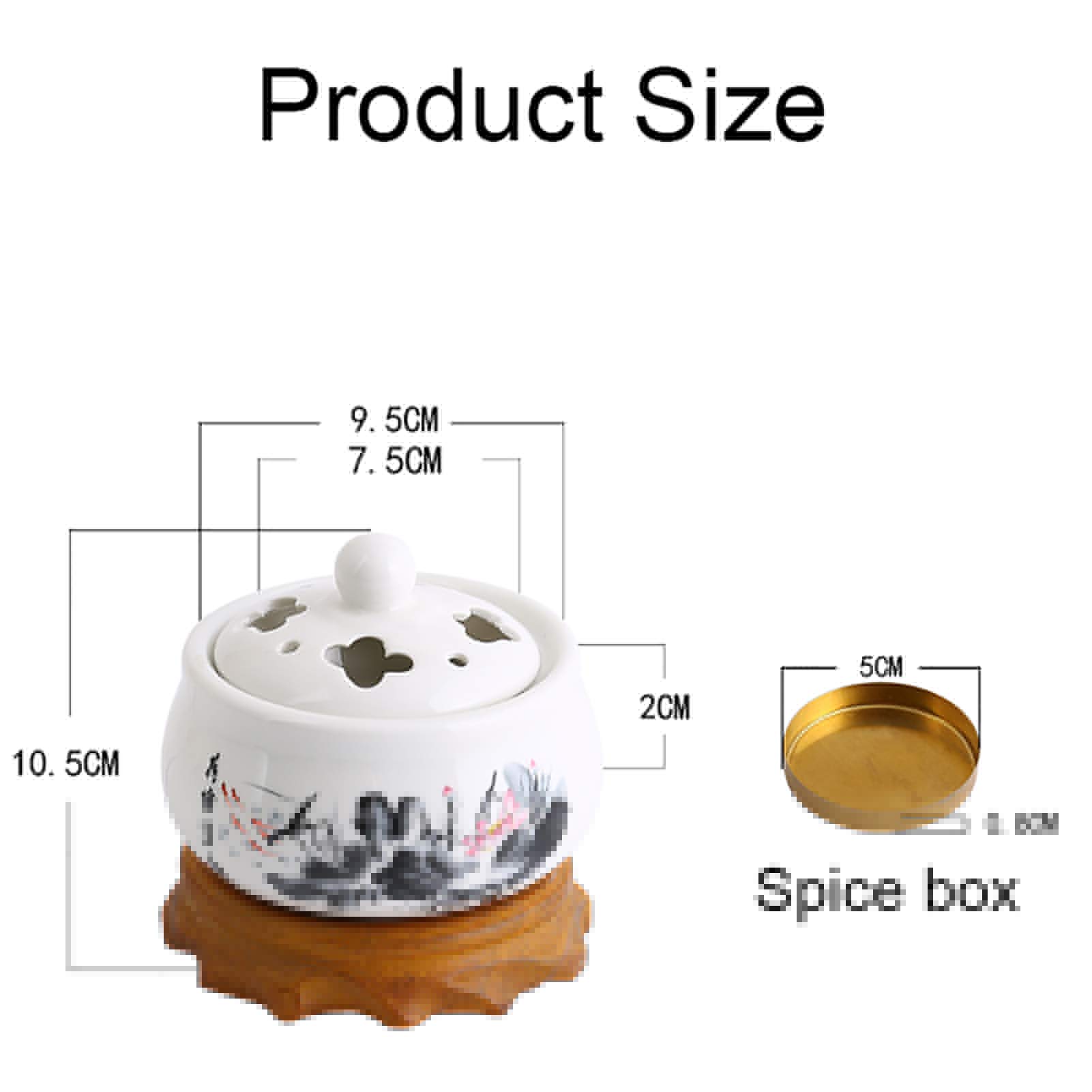 Feelme Diffusore Elettronico di Aromi in Ceramica con Regolazione della Temperatura del Bruciatore di Incenso Elettrico, con Base in Legno Massello-per La Decorazione Dell'aroma della Casa/Ufficio