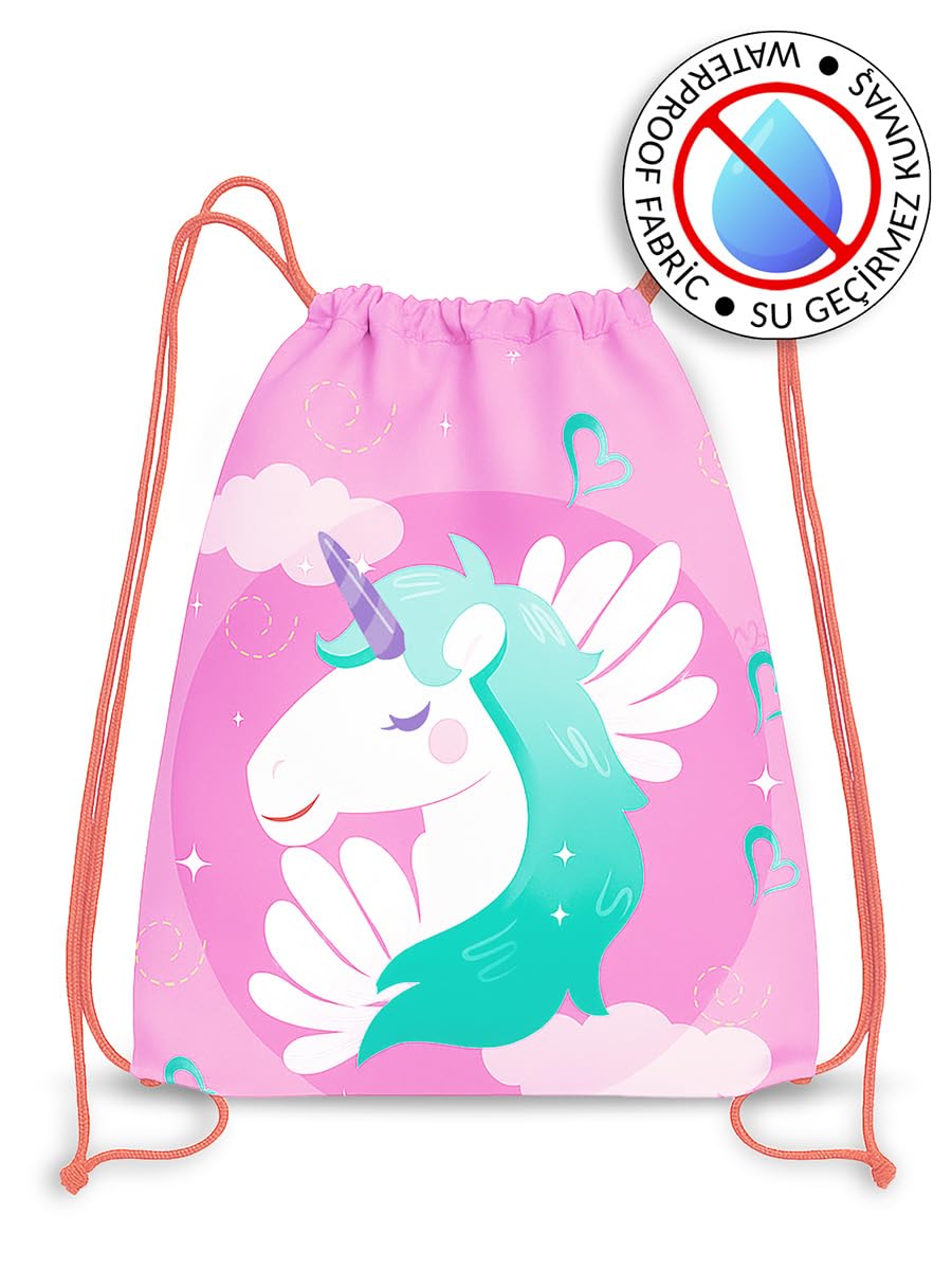 Unicorn Su Geçirmez Kız Çocuk İpli Sırt - Plaj Çantası