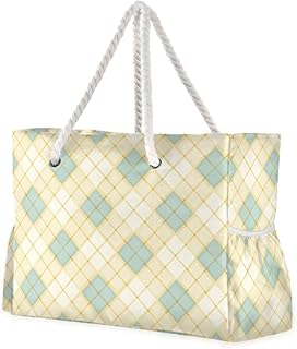 Ginham - Bolsa de playa con asas, bolsa de piscina para mujer, con bolsillos impermeables, color amarillo mantequilla, Amarillo mantequilla claro, Talla única