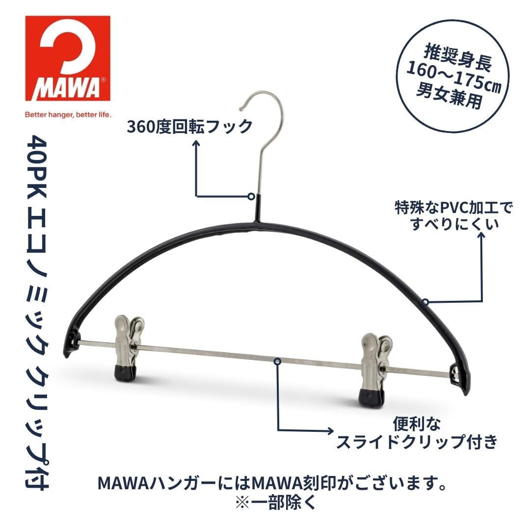 mawaハンガー エコノミック40P WH 40本 ドイツのマワハンガー 楽天市場】マワ ハンガー 10年保証 MAWA すべらないハンガー