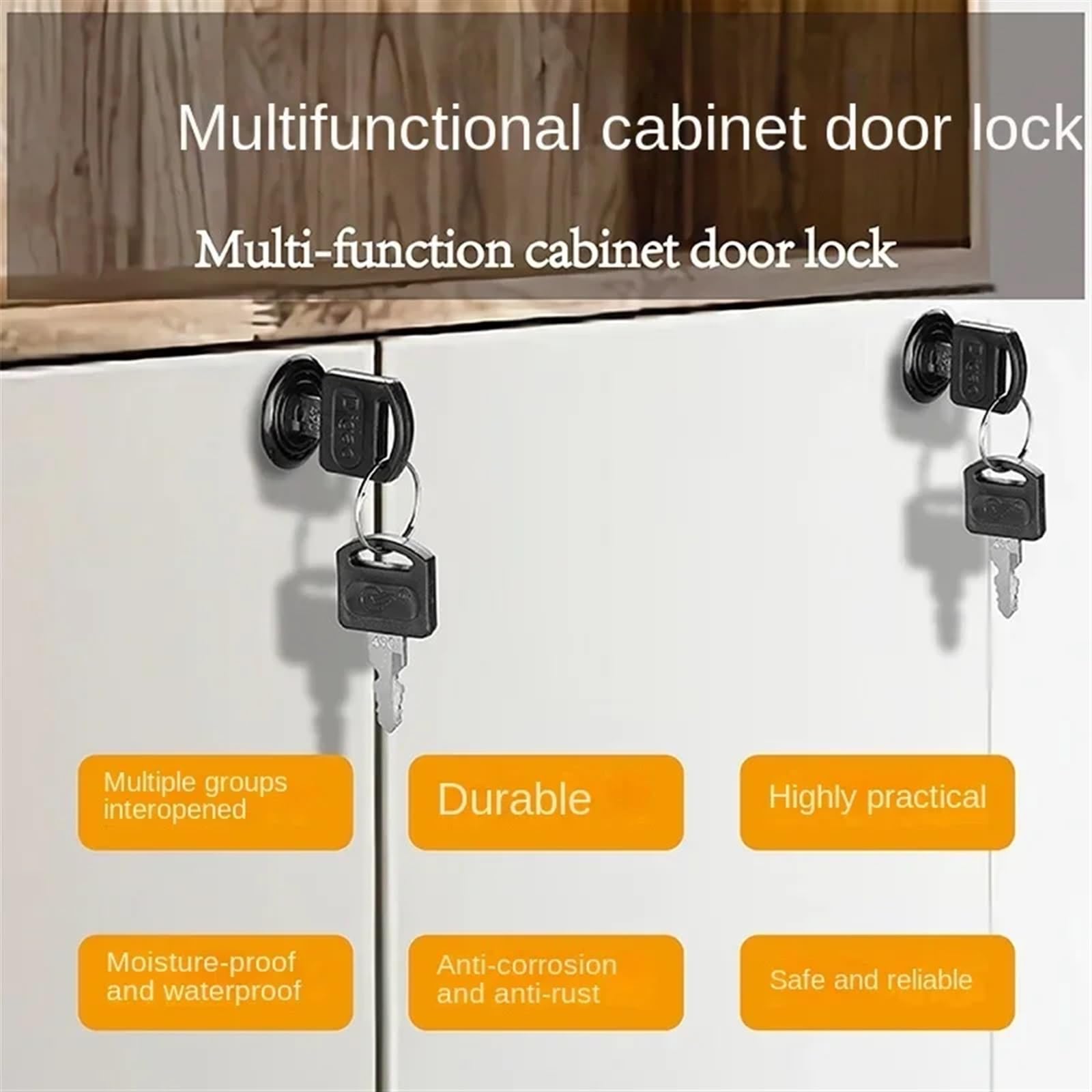 Cerradura de puerta de gabinete de doble apertura, cerradura de lengüeta de giro opuesto en 7 formas, cerradura de gabinete de archivo, cerradura de buzón, cerradura de puerta de muebles, 1 pieza(16mm