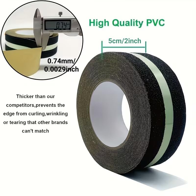 Glow in The Dark Anti Slip Tape, Super Strong Adhesive, Weatherproof Non Slip Strips for Stairs, Ramps, Decks, Green