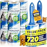 PetLovers Rullo stick mega value extra appiccicoso Set 720 fogli per rimozione peli di animali domestici rimozione di lanugine per cani e gatti 8 pezzi