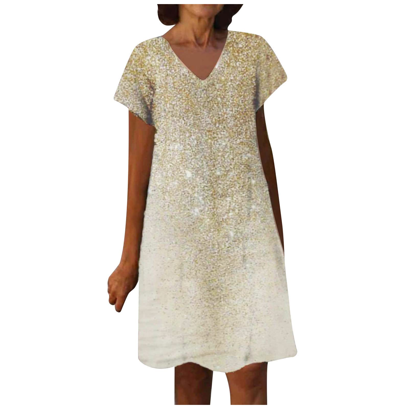 Women's V-Neck Short Sleeve Summer Casual Dress Loose Fit Ethnic Retro Style Fashion Dress Comfort Print Short Dress