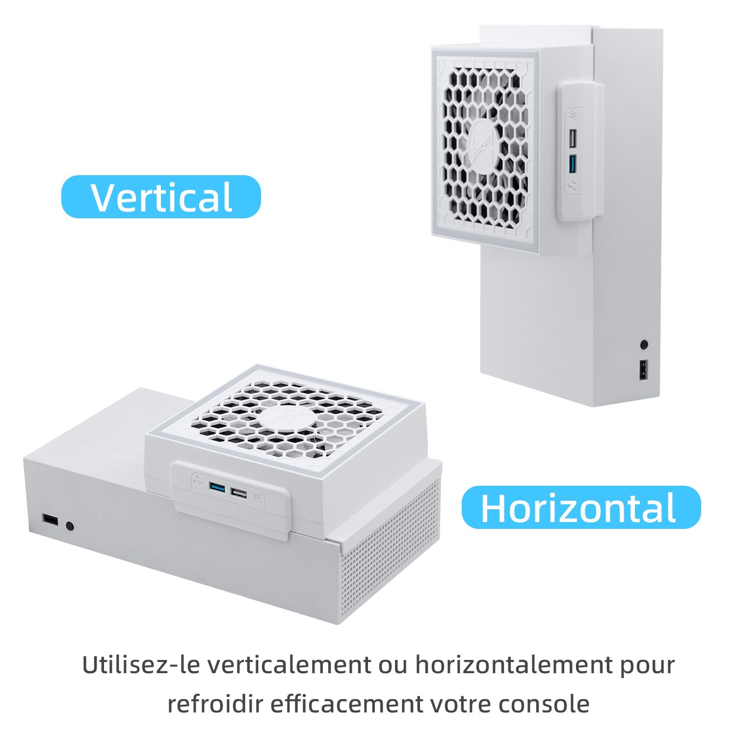 Mcbazel Horizontal Ventilateur de Refroidissement pour Xbox Series S avec LED RGB, 2 Ports USB, 3 Niveaux de Vitesse Réglable