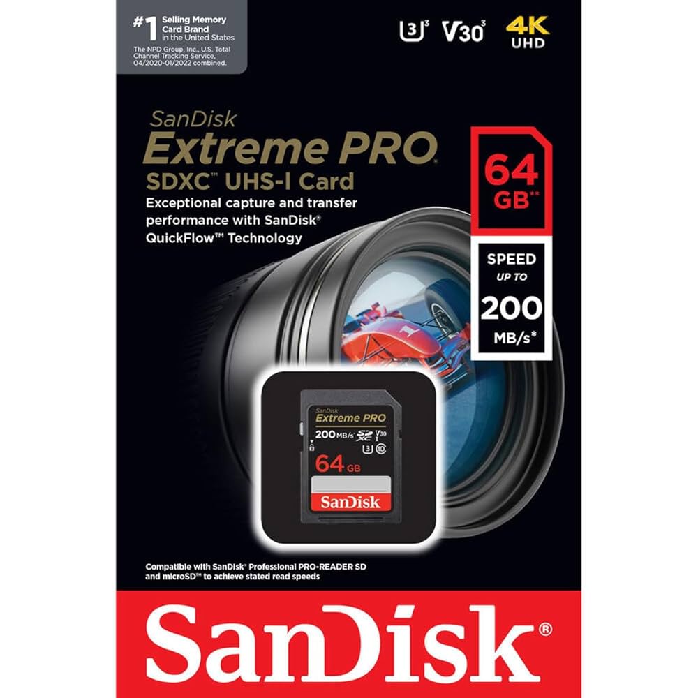 SanDisk Extreme PRO 64GB UHS-I U3 SDXC Memory Card : Amazon
