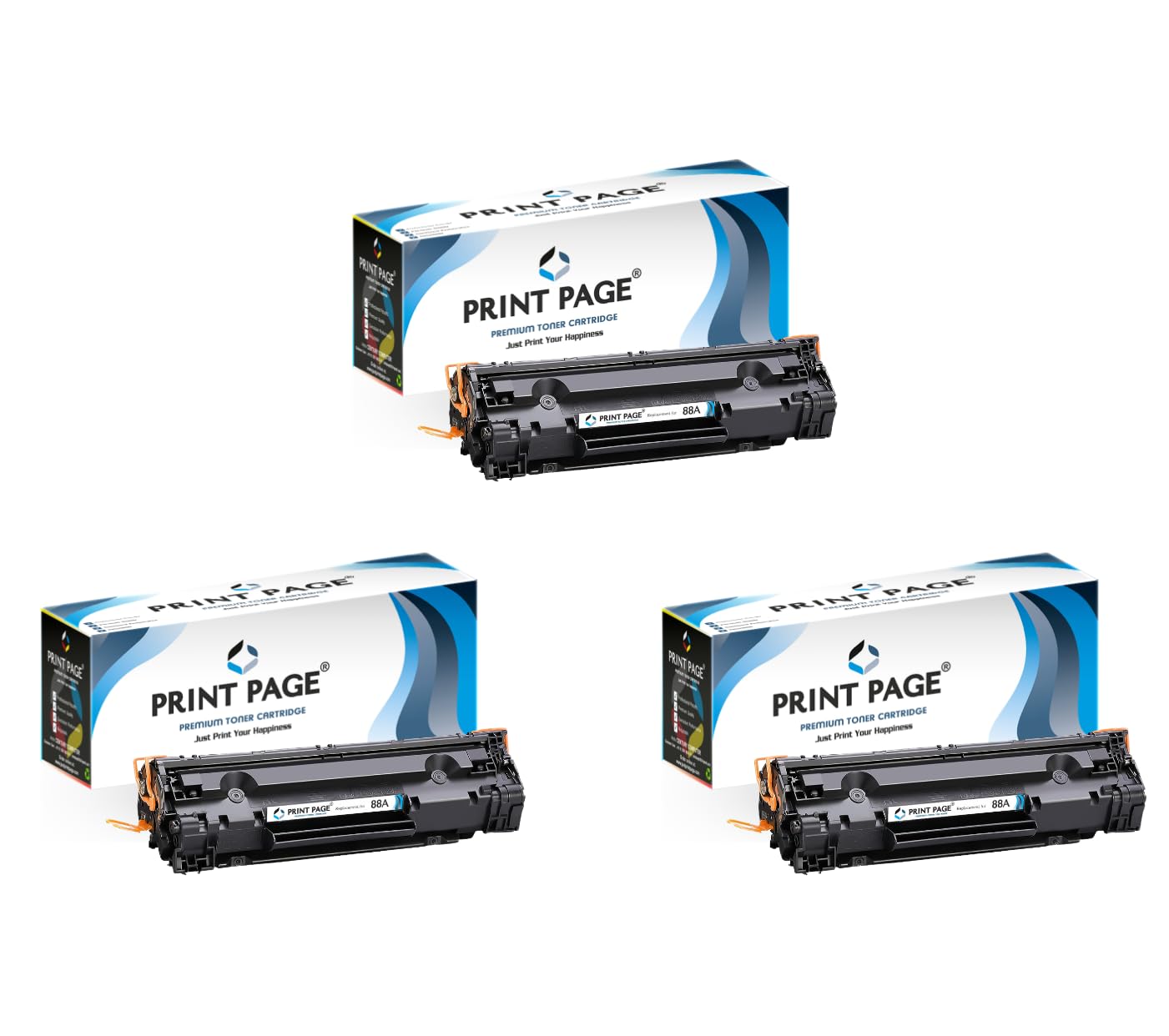 Print Page 88A Toner Cartridge Compatible for LJ Printer P1007, P1106, P1108, P1008, M1213nf MFP, M1136 MFP, M126nw MFP, M1218nfs, M128fw MFP, M128fn MFP, M226DW and M226DN (Set of 3)
