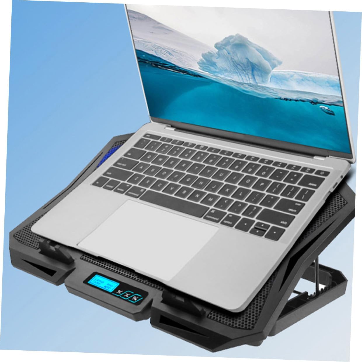 KICHOUSE Laptop Cooling Pad with 6 Fans 15.6-inch Quiet USB Cooling Stand for Gaming and Office Laptops, Adjustable Speed Blue LED Cooler for Heat Dissipation