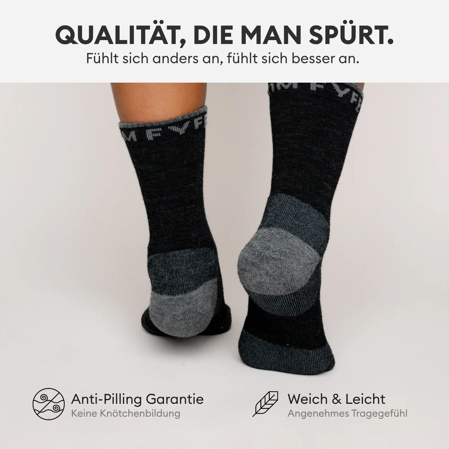 Premium Merino Wandersocken - Unisex - OEKO-TEX® - Atmungsaktive Trekkingsocken aus Merinowolle - geruchshemmend & feuchtigkeitsregulierend – Made in Europe