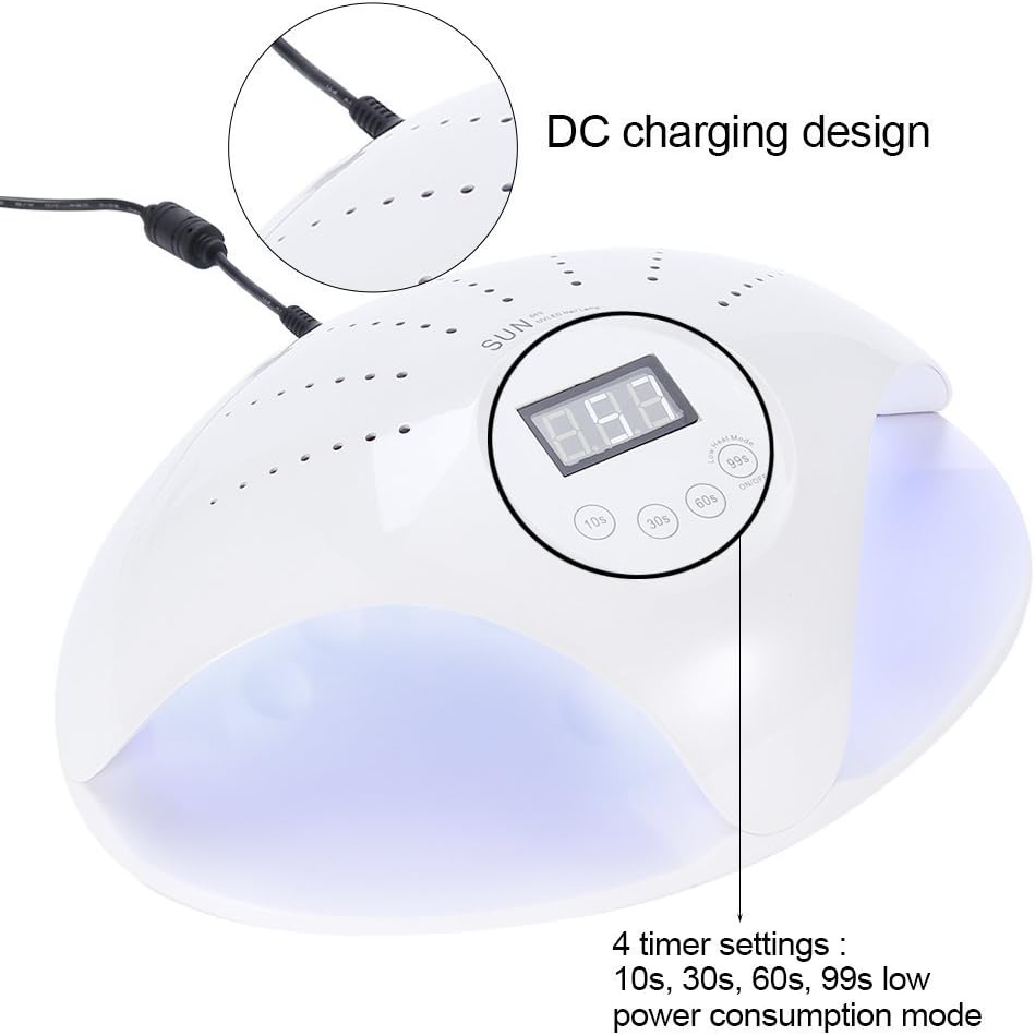 Smart Sensor Both Hands Sun 24 LED Lamp Fingernail & Toenail Gel Dryer Nail Art Manicure Machine LCD Display with 4 Timer 10s/30s/60s/99s (White)