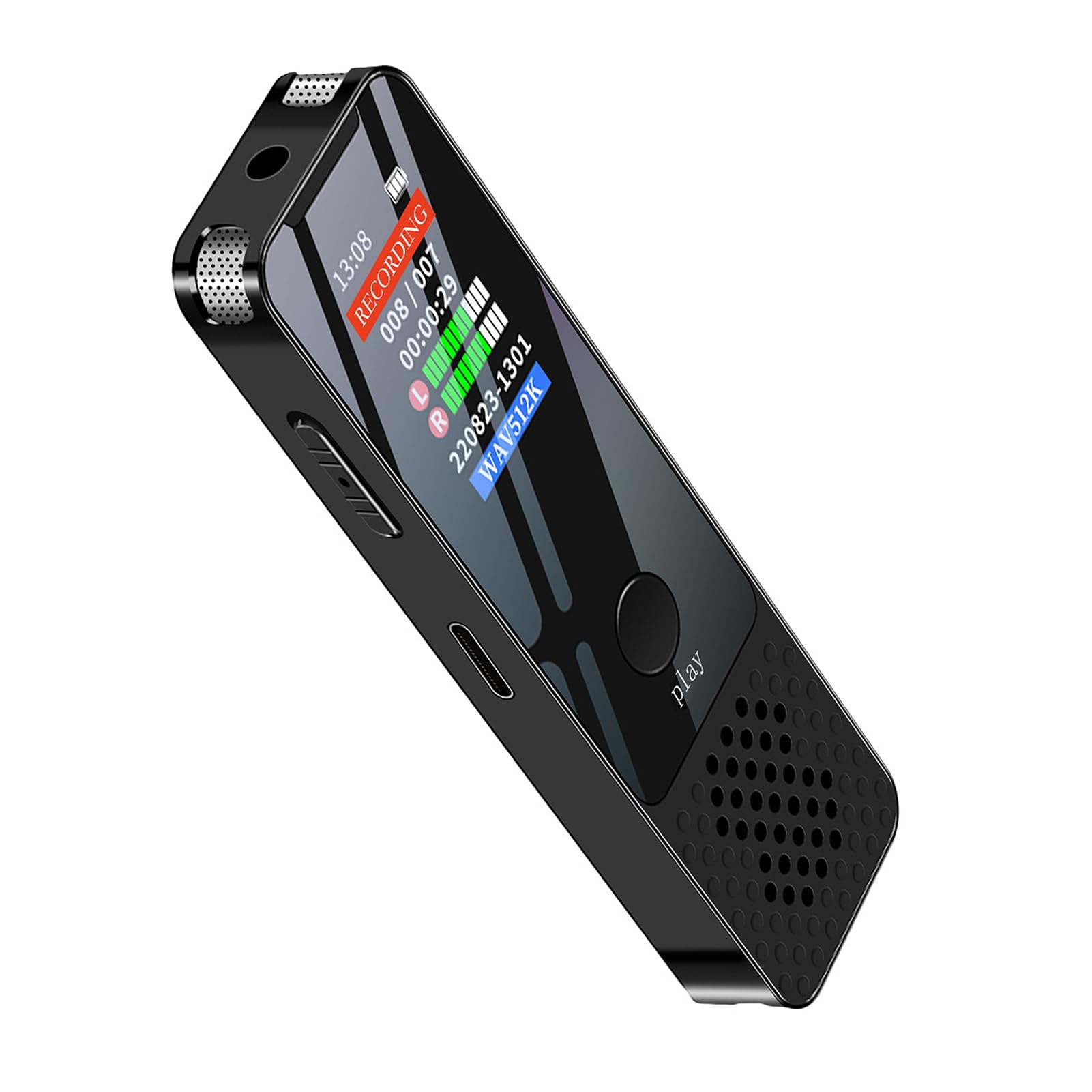 Registratore vocale digitale modello 914 con memoria interna da 64 GB - Acquisizione audio da 1536 kbps e schermo TFT - Registrazione ad attivazione vocale e riproduzione MP3 -