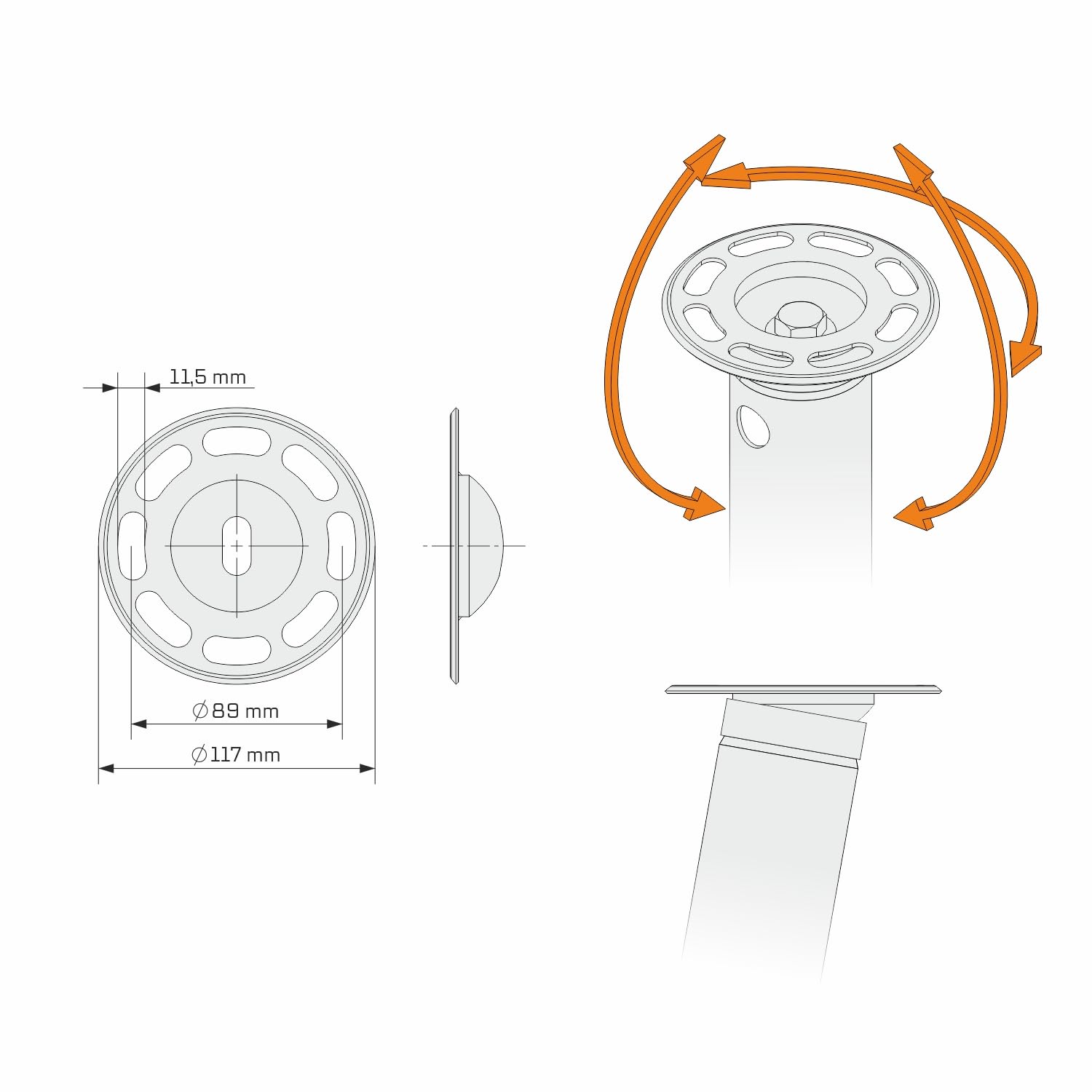 NEU 100 cm 4er TILT-Set Schraubfundamente Ø 60 x 2; M12