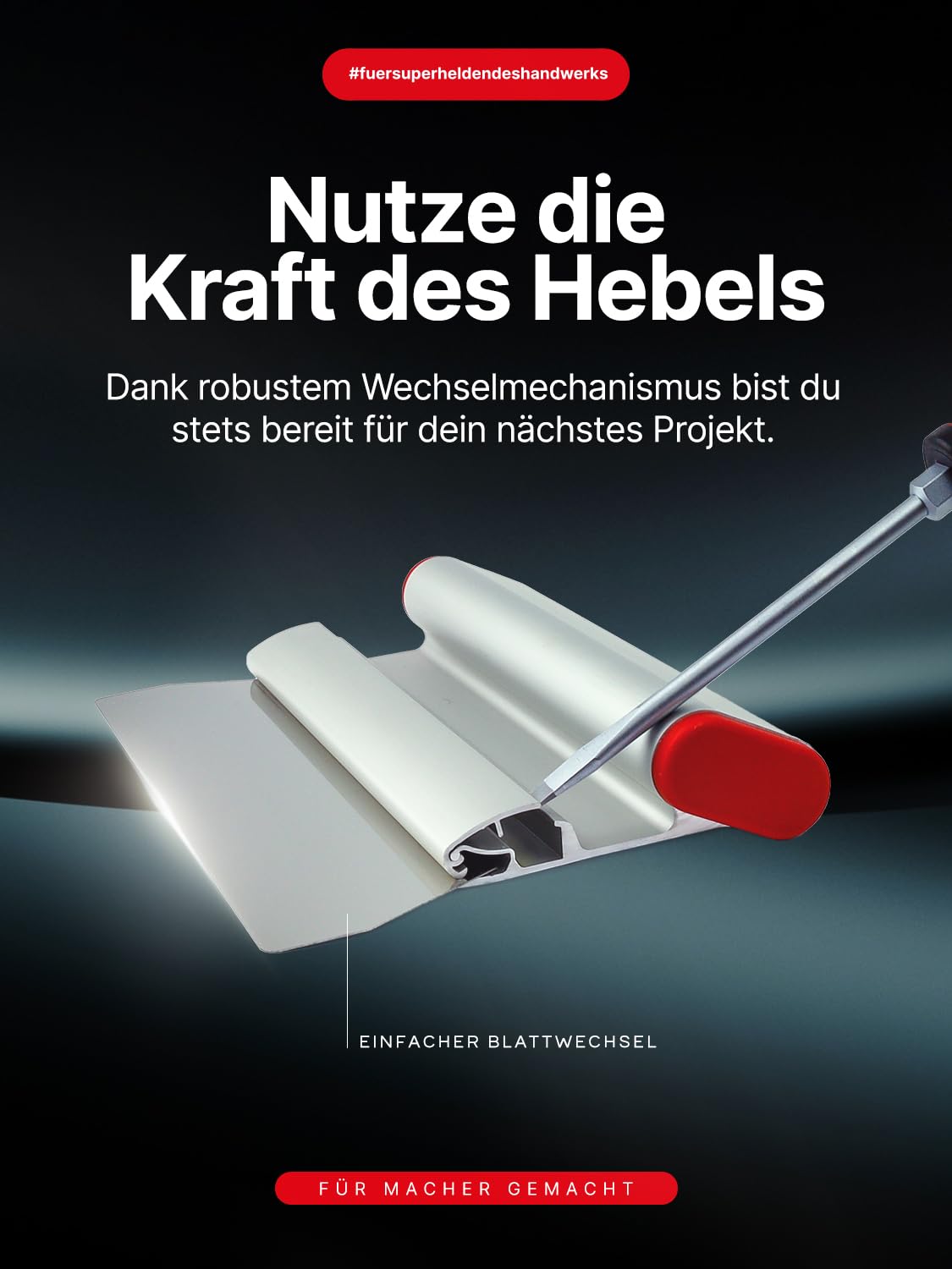 Aluminium Spachtel 800mm mit abgerundeten Ecken | Ideal für Heimwerker & Burgenbauer.. | Inhalt: Spachtel mit rostfreiem Wechselblatt