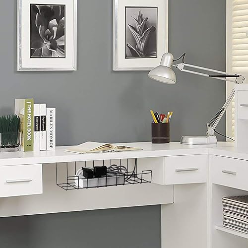 Miniatura 6 de Bandeja organizadora de cables debajo del escritorio, 2 paquetes