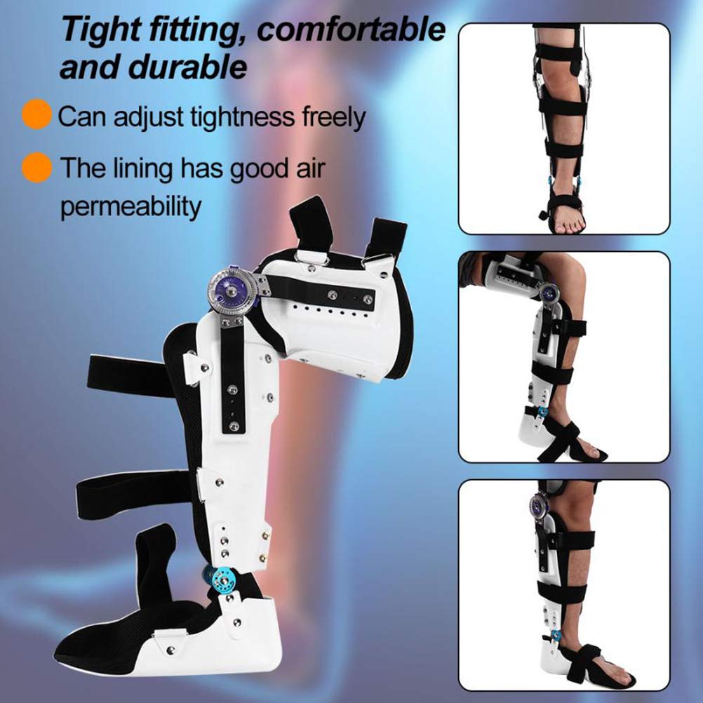 Adjustable Knee Joint Fixed Brace, Hinged Post Op Knee Brace, Breathable Thigh Knee Ankle Foot Supports Orthosis, Compression Support for Protection&Pain Relief