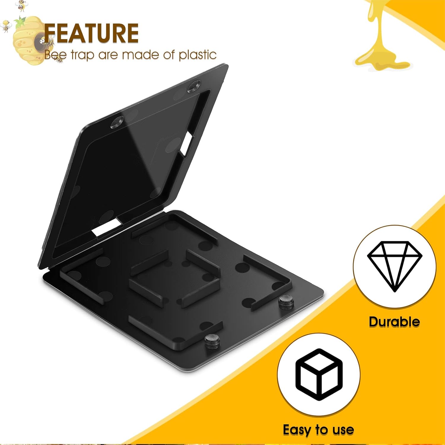 Qualirey Black Plastic Beehive Beetle Trap Beehive Beekeeping Tools Beekeeping Supplies Reusable Beetle Collecting Tools for Beekeeping Keeping The Small Hive Beetle Out(50 Pcs)