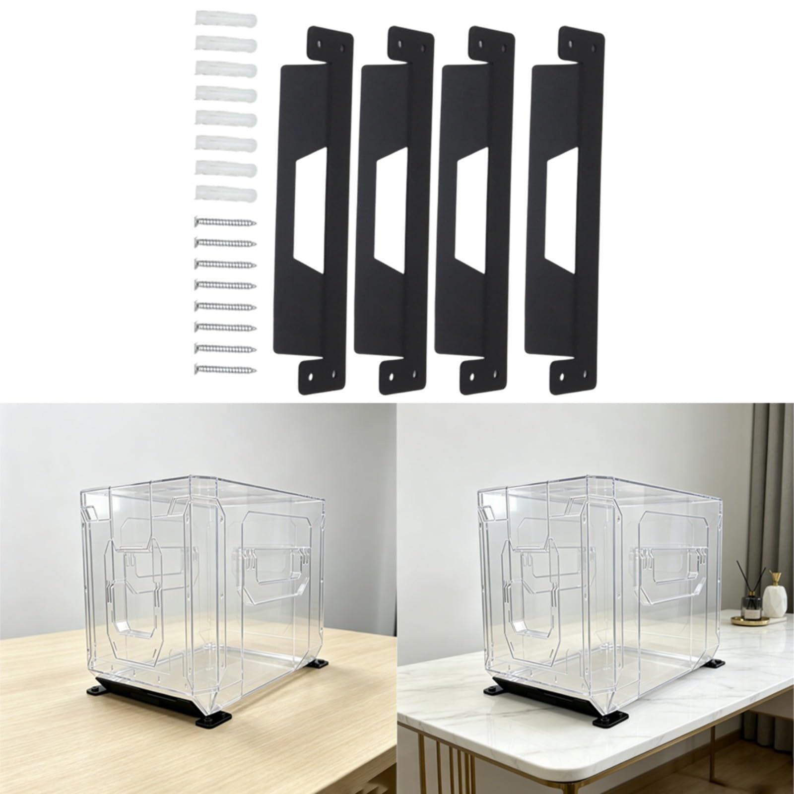 2 Stück Metall Wandhalterung für ToughBuilt für stacktech Werkzeugkisten,Schwerlast Montageklammern aus Eisen, Schwarz Befestigungsset für Werkstatt Garage und Fahrzeug(4PCS)