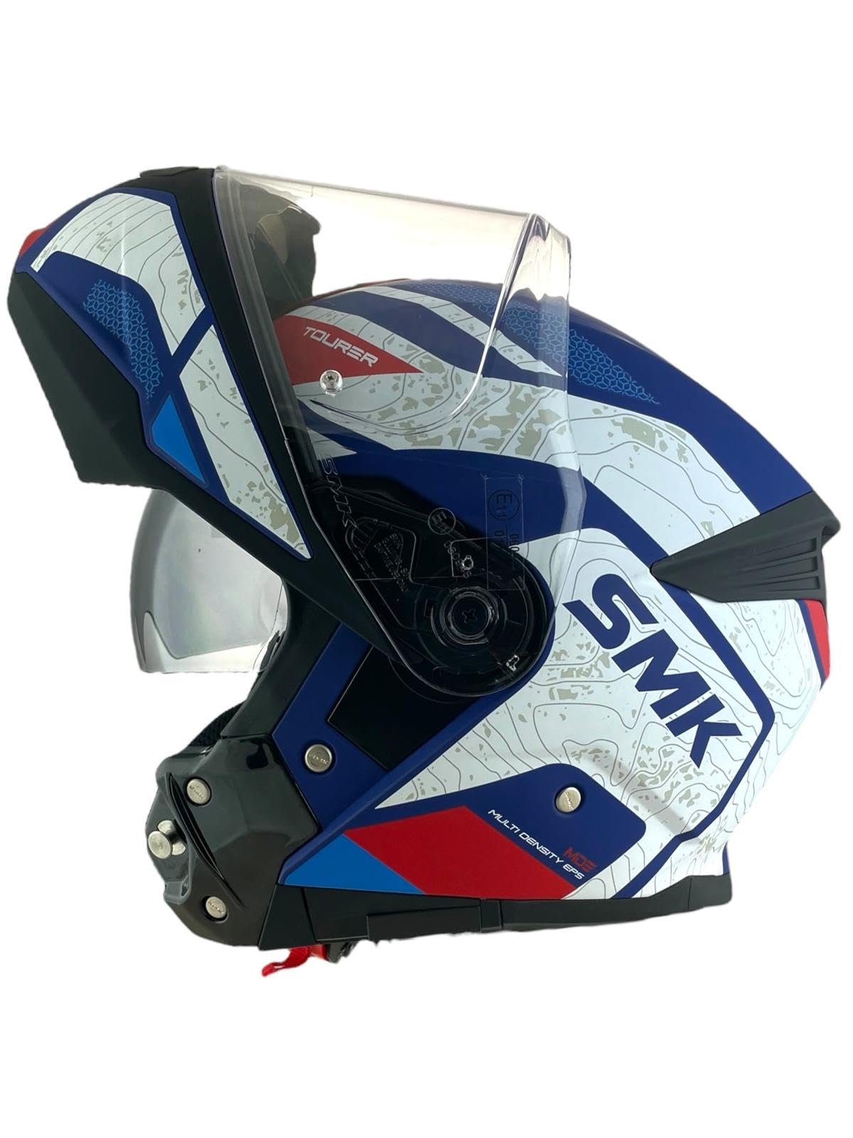Casco modulare GULLWING Navigator bianco blu e rosso omologato 22.06 con doppia visiera P/J (4XL 67/68)