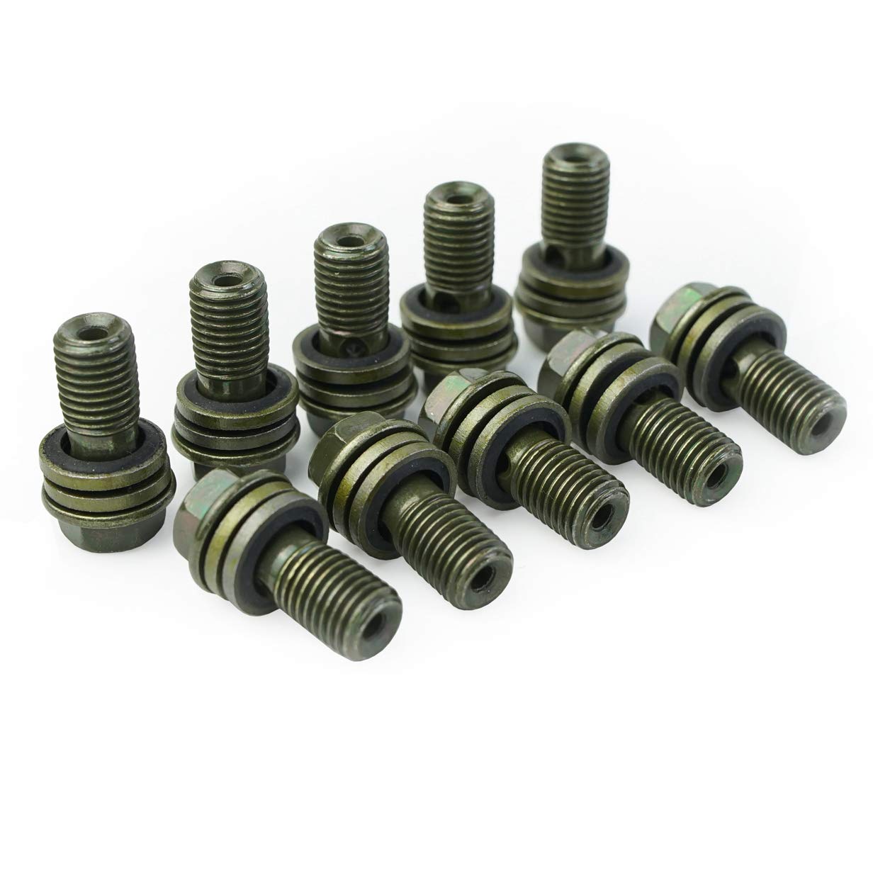 Motorcycle Brake Banjo Bolts M10 1.25mm or M10 1.0mm,10pcs/Package,Banjo Bolts and Fittings, Iron Banjo Bolt Gasket Sealing Washer Kit for Brake