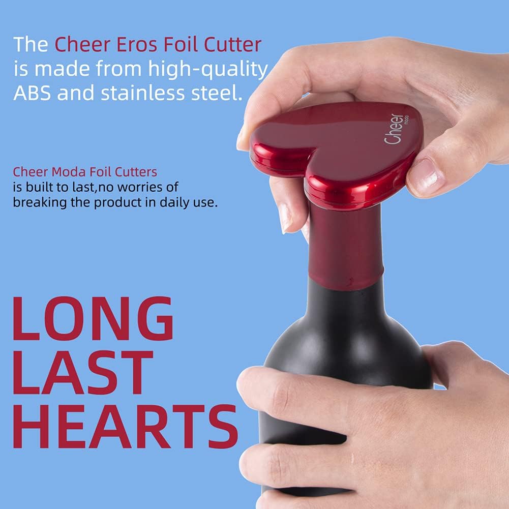 Cheer Moda Wine Foil Cutter - Luxury Heart Shape Tool, for Bottles, Opener Neck Label Remover, Top Seal Cutter, Lover’s Gift