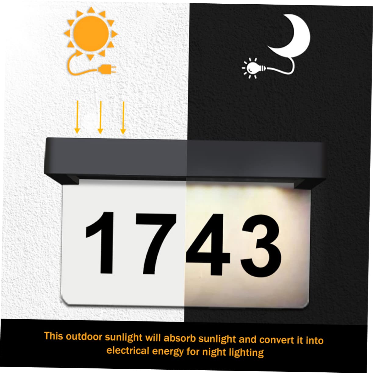 Uonlytech Luce Solare Led Esterno Per Numeri Civici Lampada Solare Per Cortile Realizzata in Materiale Durevole
