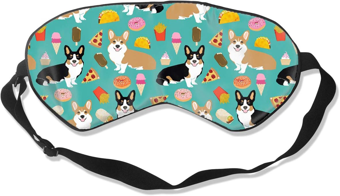 Eye Mask Corgis Pizza Ice Cream Elastic Strap Soft Comfy And Lightproof Eye Cover For Night Sleeping, Travel, Nap For Women And Men