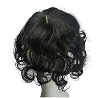 Vista 1 de Anemone Toppers humanos rizados y ondulados con clip con flequillo lateral, flecos, para mujeres, pelucas para pérdida de cabello suave, cubierta