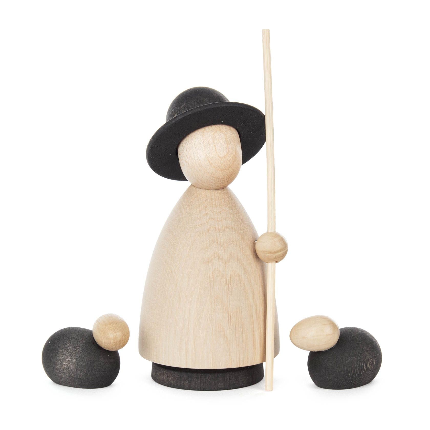 Figurine miniature berger en finition anthracite pour décoration de Noël