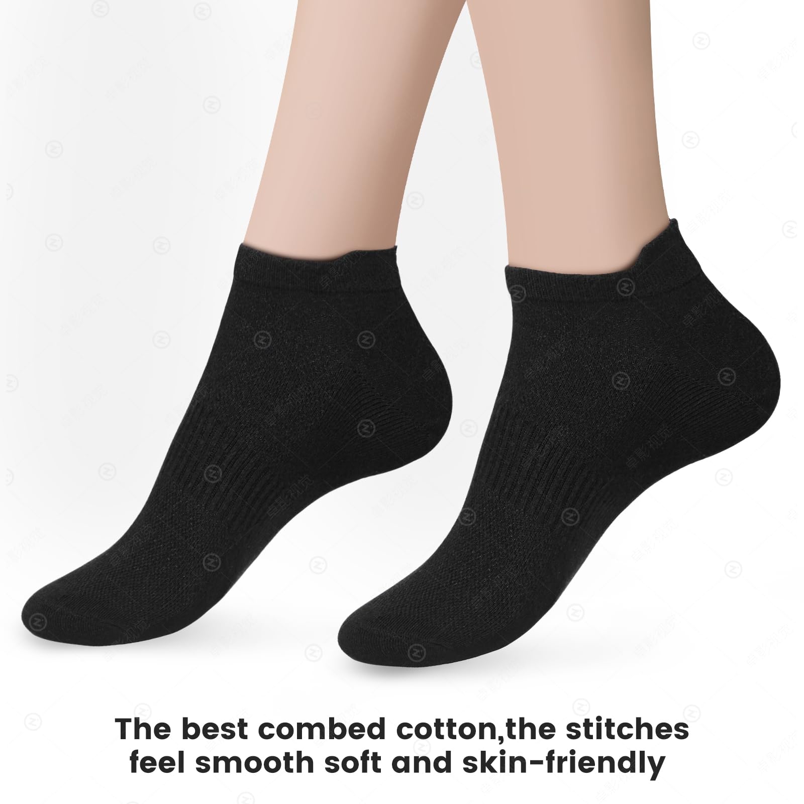 Sallking Damen Knöchelsocken aus Baumwolle, niedrig geschnitten, athletisch, Laufen, weich, dünn, keine sichtbare weiße Socken mit Lasche, 6 Paar
